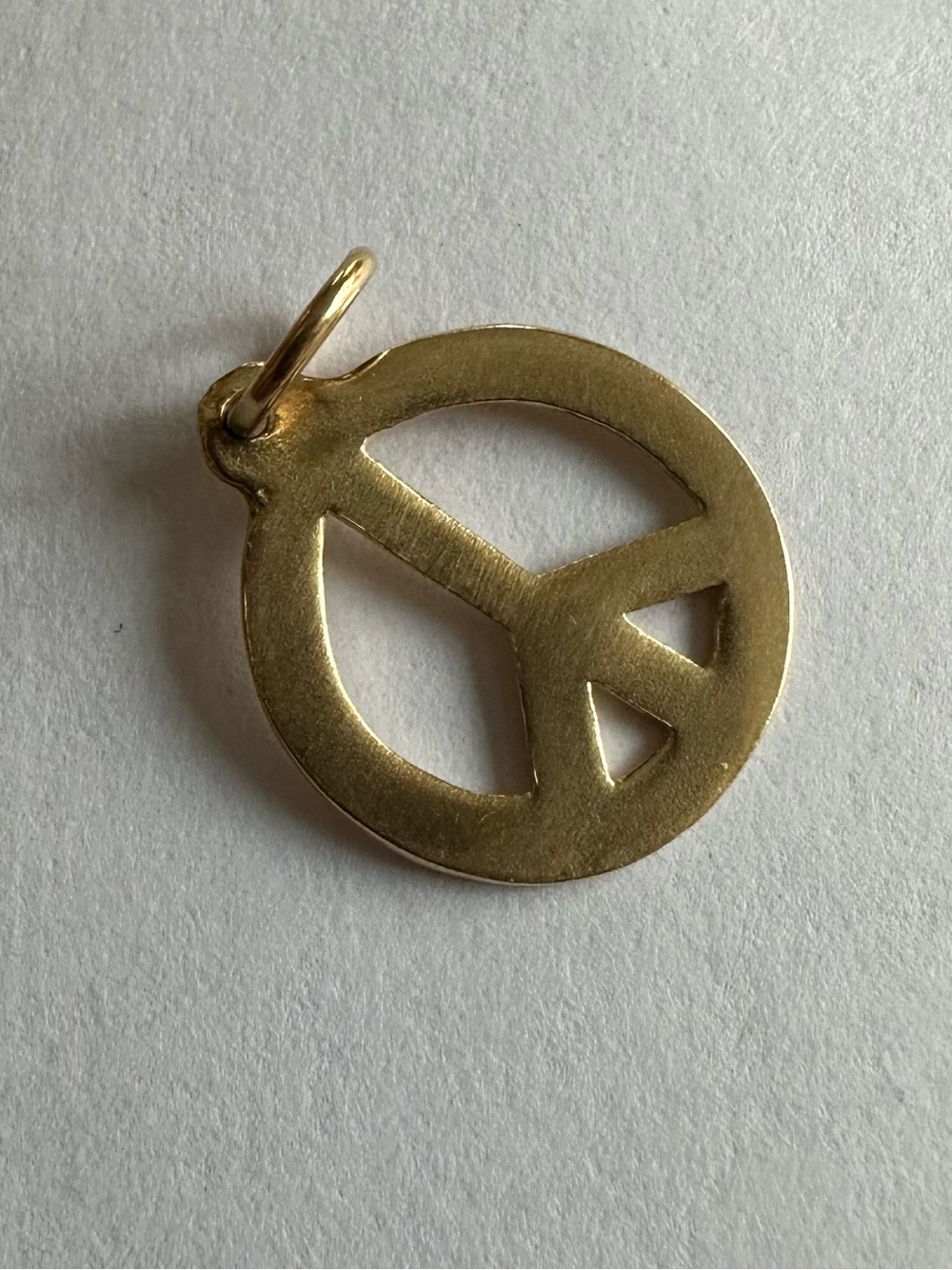 Helen Ficalora 14k Gold Peace Sign Cutout charm. 1/2 inch diameter.